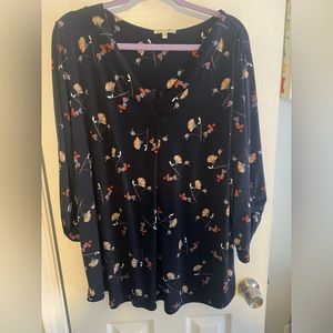 Navy floral blouse